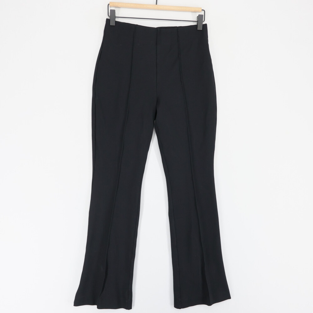 Spanx Perfect Fit Ponte Flare Pants Womens M Black Pintuck High Rise Pull On - Picture 1 of 12